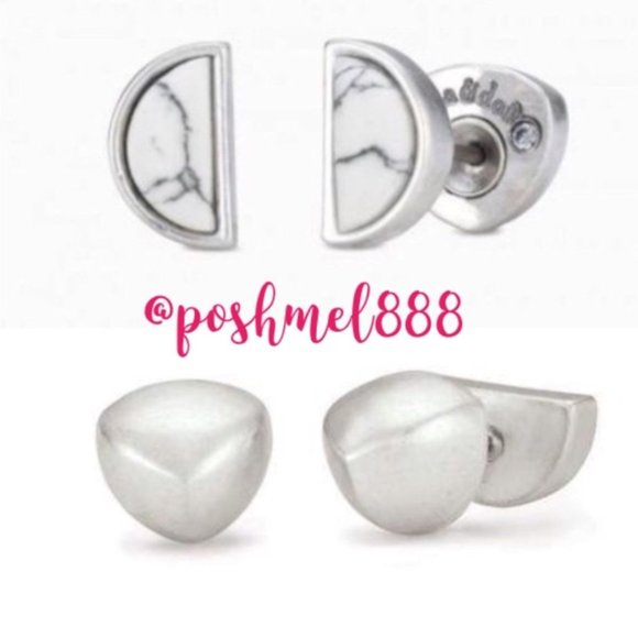 Stella & Dot | Retired Howlite Stone Deja Vu Reversible Stud Earrings - Picture 1 of 7
